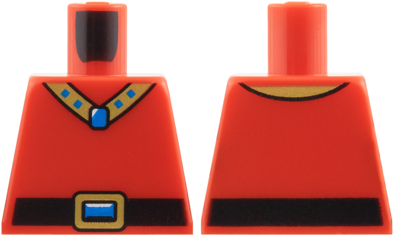 Lego Torso Torso Black Belt, Gold Necklace and Buckle with Blue Gem Pattern