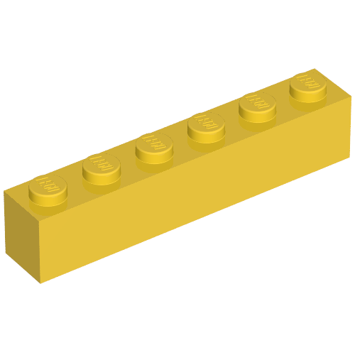 Lego Brick 1 x 6 without Bottom Tubes, with 2 Raised Cross Supports / Yellow