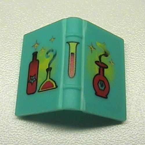 Lego Book 2 x 3 with Red Bottles Print / Light Turquoise