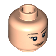 Lego Minifig Head Hermione Granger, Dual Sided, Smile / Annoyed Print [Hollow Stud] / Light Nougat