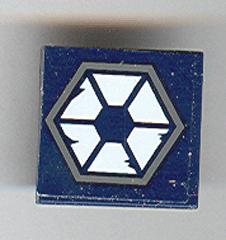 Lego Tile 2 x 2 with Dark Bluish Gray Hexagon, 6 White Trapezoids and 4 Wear Marks Pattern (Sticker) - Sets 7252 / 7283