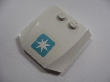 Lego Wedge 4 x 4 x 2/3 Triple Curved with Maersk Star Logo Pattern (Sticker) - Set 10219 / White