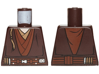 Lego Torso SW Layered Shirt, Dark Tan Undershirt, Reddish Brown Belt and Padawan Braid Pattern / Dark Brown