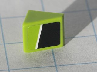 Lego Slope 30 1 x 1 x 2/3 with White Line on Lime and Black Pattern Model Left side (Sticker) - Set 8119 / Lime