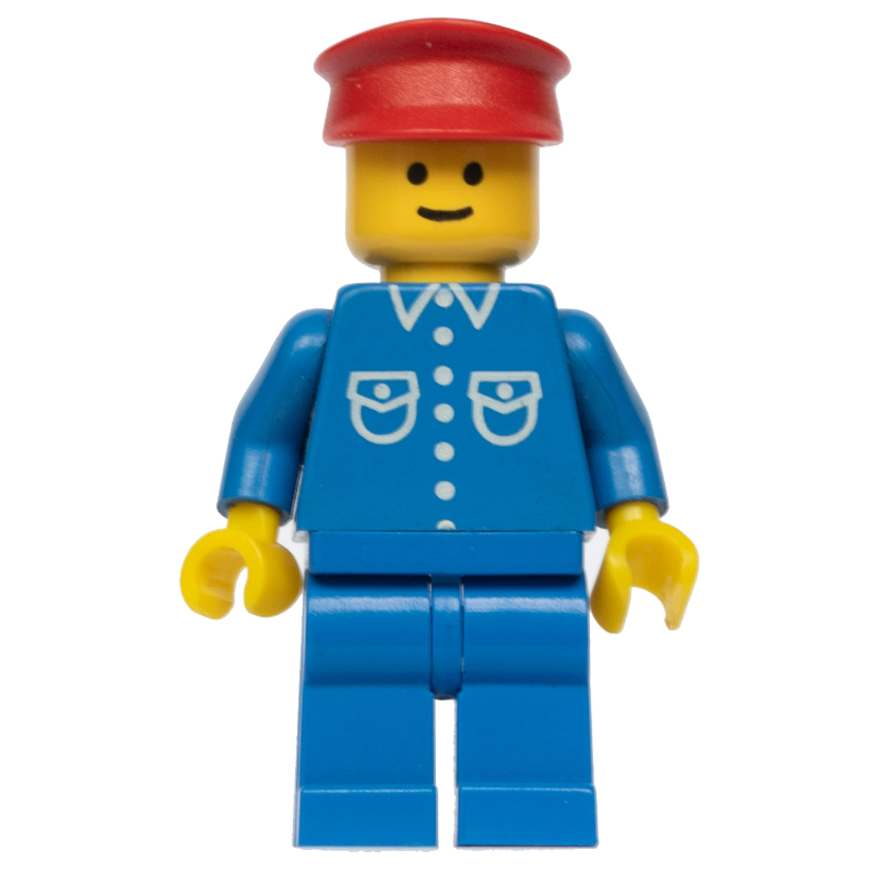 Lego Man - Blue Jacket, Blue Legs, Red Hat
