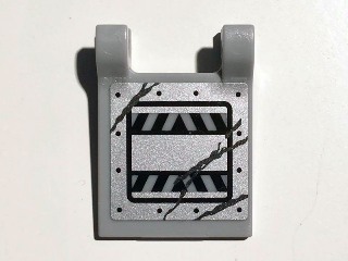 Lego Flag 2 x 2 Square with Flat Edge with Black and Light Bluish Gray Danger Stripes and Scratches Pattern Model Left Side (Sticker) - Set 70726 / Light Bluish Gray