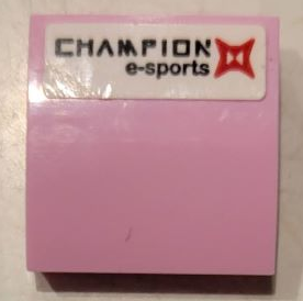 Lego Slope, Curved 2 x 2 x 2/3 with 'CHAMPION e-sports' Pattern (Sticker) - Set 75973 / Bright Pink