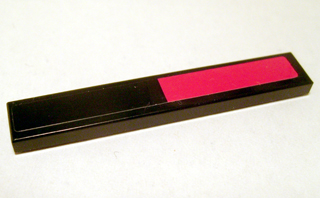 Lego Tile 1 x 6 with Red and Black Pattern (Sticker) - Set 7886