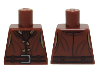 Lego Torso LotR Vest with 2 Toggle Buttons, Ascot and Belt with Buckle Pattern / Reddish Brown
