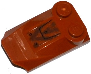 Lego Slope, Curved 3 x 2 x 2/3 with 2 Studs, Wing End with Tiger Stripes and Rivets Pattern (Sticker) - Set 70220 / Dark Orange