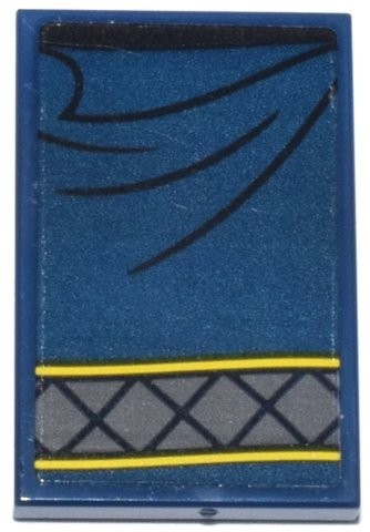 Lego Tile 2 x 3 with Blanket with Black Sheet and Folds, Dark Bluish Gray Diamonds and Yellow Trim Pattern (Sticker) - Set 71837