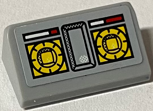 Lego Slope 30 1 x 2 x 2/3 with Yellow Knobs and Signal Strength Display Pattern (Sticker) - Set 8424 / Light Bluish Gray