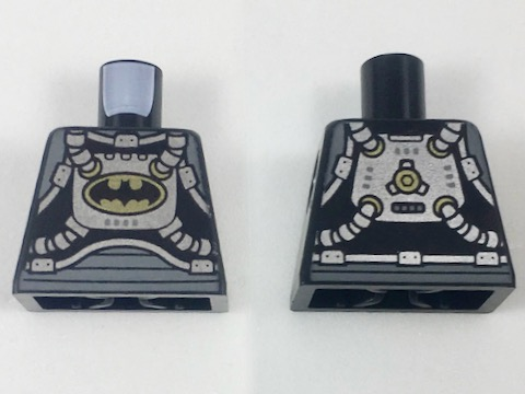 Lego Torso Spacesuit with Silver Gear, Bat in Gold Oval Pattern / Black