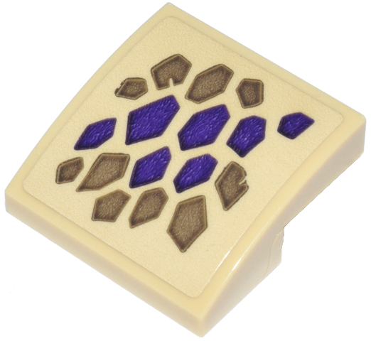Lego Slope, Curved 2 x 2 x 2/3 with Dark Purple and Dark Tan Dragon Scales Diagonal Arrangement Pattern (Sticker) - Set 71836