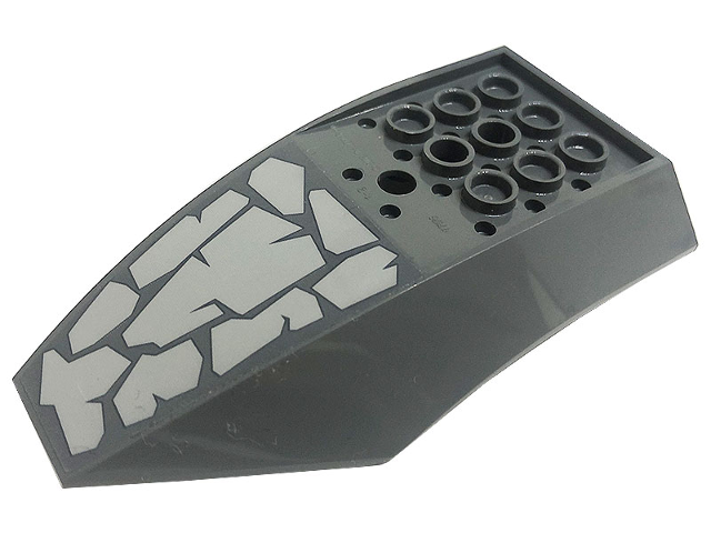 Lego Cockpit 10 x 6 x 2 Curved with Light Bluish Gray Stones Pattern (Sticker) - Set 71720 / Dark Bluish Gray