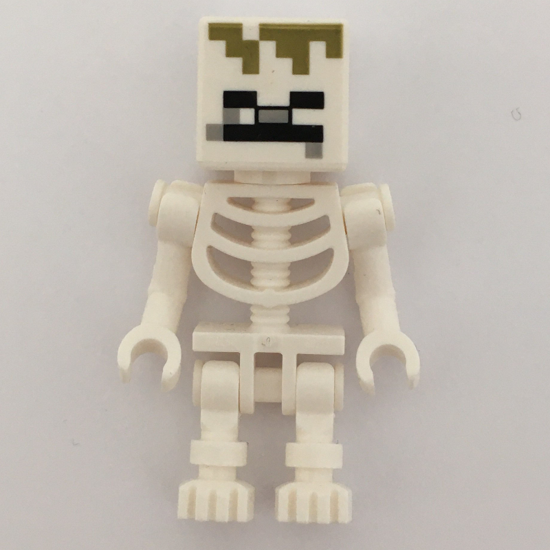 Lego Skeleton, Square Skull, Olive Green Pixels