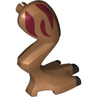 Lego Animal Body Part, Dinosaur, Gallimimus Leg, Right, Dark Red Stripes Print / Medium Nougat