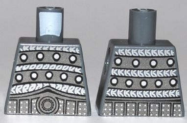 Lego Torso Silver and Gold Armor on Front and Back, Wide Belt with Round Buckle Pattern / Dark Bluish Gray