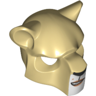 Lego Mask Feline with Black Nose, Beauty Mark and Crooked Smile Print / Tan