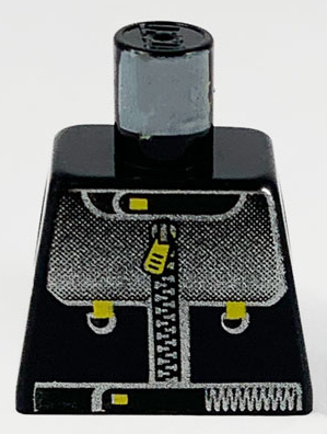 Lego Torso Studios Racing Suit with Silver Panel with Gradient, Zipper with Yellow Pull Pattern / Black