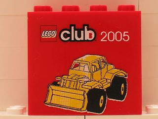 Lego Brick 2 x 4 x 3 with LEGO Club 2005 and Bulldozer Pattern