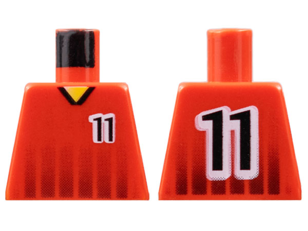 Lego Torso Soccer Black Fading Stripes and Number 11 Front and Back Pattern / Red