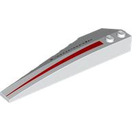 Lego Brick Wedged, Curved 10 x 3 Right with Narrowing Red Stripe, Black 'Concorde' Print