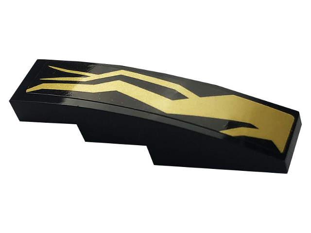 Lego Slope, Curved 4 x 1 with Gold Lightning Energy Pattern Model Right Side (Sticker) - Set 70666