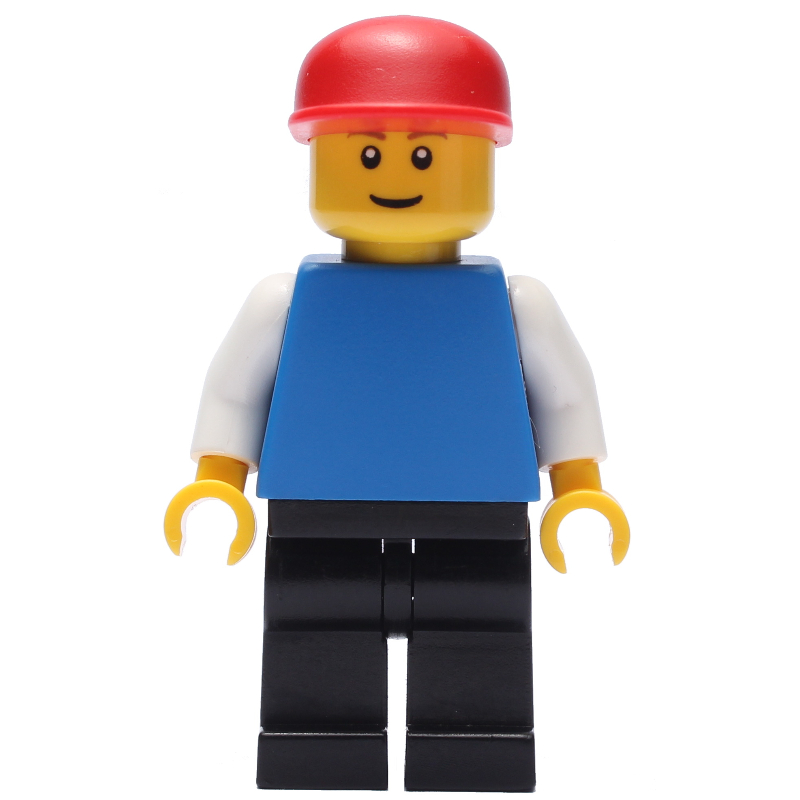 Lego Blue Torso, Black Legs, Red Cap