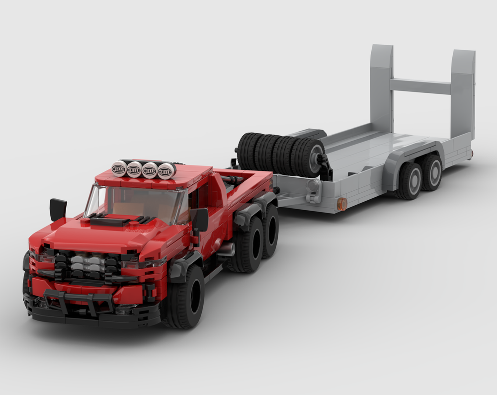 Lego 2025 RAM 1500 Custom 6x6 with Vehicle Trailer