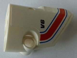 Lego Technic, Panel Fairing # 2 Small Smooth Short, Side B with Blue, Red and White Stripes and 'V6' Pattern (Sticker) - Set 8071
