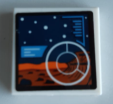 Lego Tile 2 x 2 with Exploration Screen with Surface of Mars and Stars Pattern (Sticker) - Set 60226