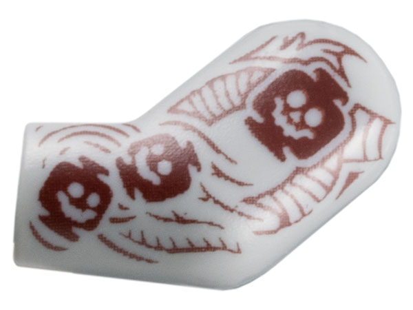 Lego Arm, Left with Dark Red Tattoo Sleeve with Skeleton Heads Pattern / Light Bluish Gray