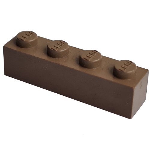 Lego Modulex Brick 1 x 4 with LEGO on Stud / Modulex Brown