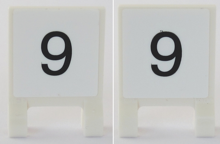 Lego Flag 2 x 2 Square with Flat Edge with Vertical Black Number 9 on White Background Pattern on Both Sides (Stickers) - Set 75955