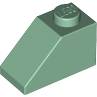 Lego Brick Sloped 45° 2 x 1 with Bottom Pin / Sand Green
