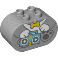 Lego Duplo Sound Brick 2 x 4 x 2 Rounded Ends with Dog Body Holding Stereo Print / Light Bluish Gray