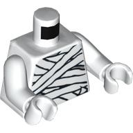 Lego Torso Glow in Dark Mummy Wrapping Print, White Arms and Hands / White