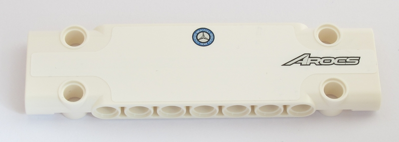 Lego Technic, Panel Plate 3 x 11 x 1 with Silver 'AROCS' and Mercedes-Benz Logo Pattern (Sticker) - Set 42043 / White