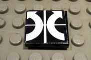 Lego Tile 2 x 2 with White Crossed Lines and Arrows Curved Counterclockwise, Clockwise Pattern (Sticker) - Set 8094 / Black