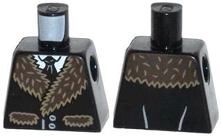 Lego Torso Batman Coat with Dark Tan Fur Trim, White Shirt and Black Tie Pattern / Black