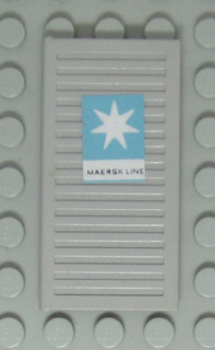Lego Window 1 x 3 x 5 Shutter with Maersk Line Logo Pattern Left Side (Sticker) - Sets 1552-1 / 1651-2 / Light Gray