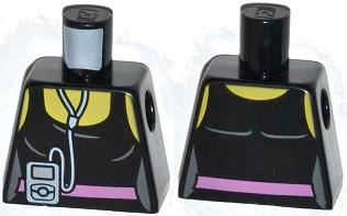Lego Torso Female Top with Pink Belt and Music Player Pattern / Black