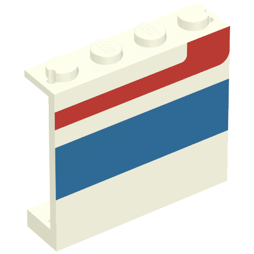 Lego Panel 1 x 4 x 3 - Solid Studs with Red/Blue Stripe Left Print / White
