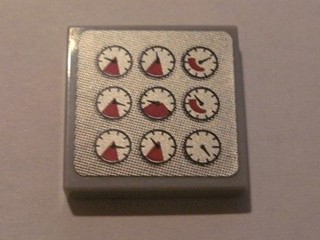 Lego Tile 2 x 2 with 9 Gauges Pattern (Sticker) - Set 8285 / Light Bluish Gray