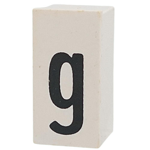 Lego Tile Special 1 x 2 x 5/6 with Stud Hole in End with 'g' Print