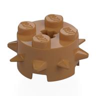 Lego Brick Round 2 x 2 Special with Spikes / Medium Nougat