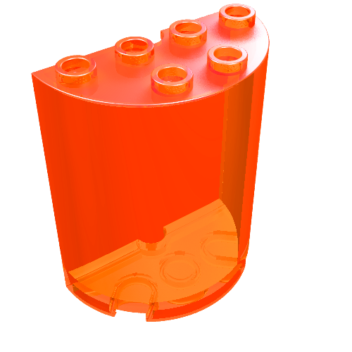 Lego Cylinder Half 2 x 4 x 4 / Trans-Neon Orange