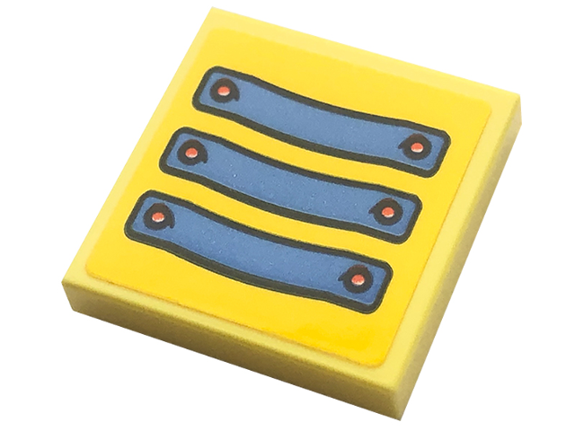 Lego Tile 2 x 2 with 3 Medium Blue Straps and Coral Dots with Black Outline Pattern (Sticker) - Set 41738