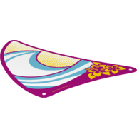 Lego Sail, Triangular, 23 x 26 with Magenta Border, White and Medium Azure Wavy Stripes and Yellow Flowers and Dots Print / Trans-Clear